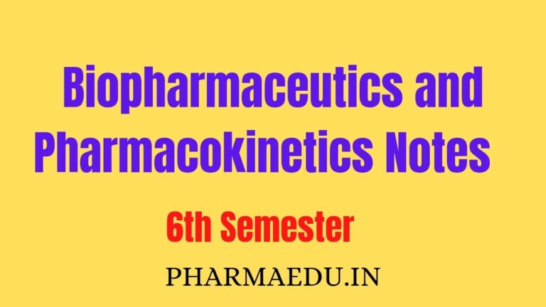 biopharmaceutics and pharmacokinetics notes