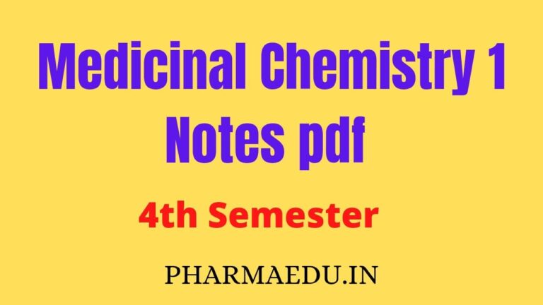 medicinal chemistry 1 notes pdf