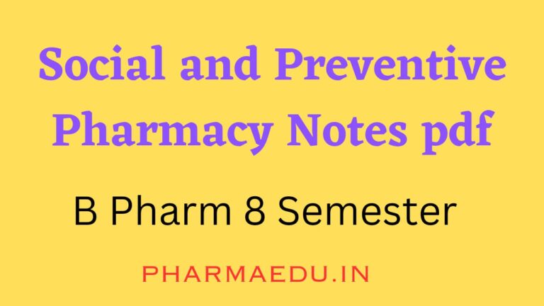 social and preventive pharmacy notes pdf