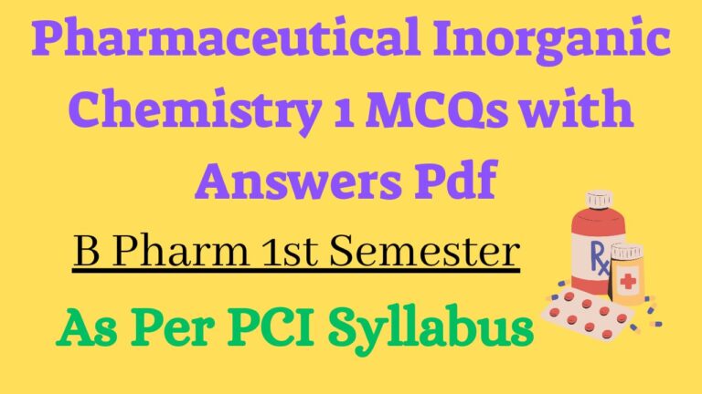 pharmaceutical inorganic chemistry MCQs with answers